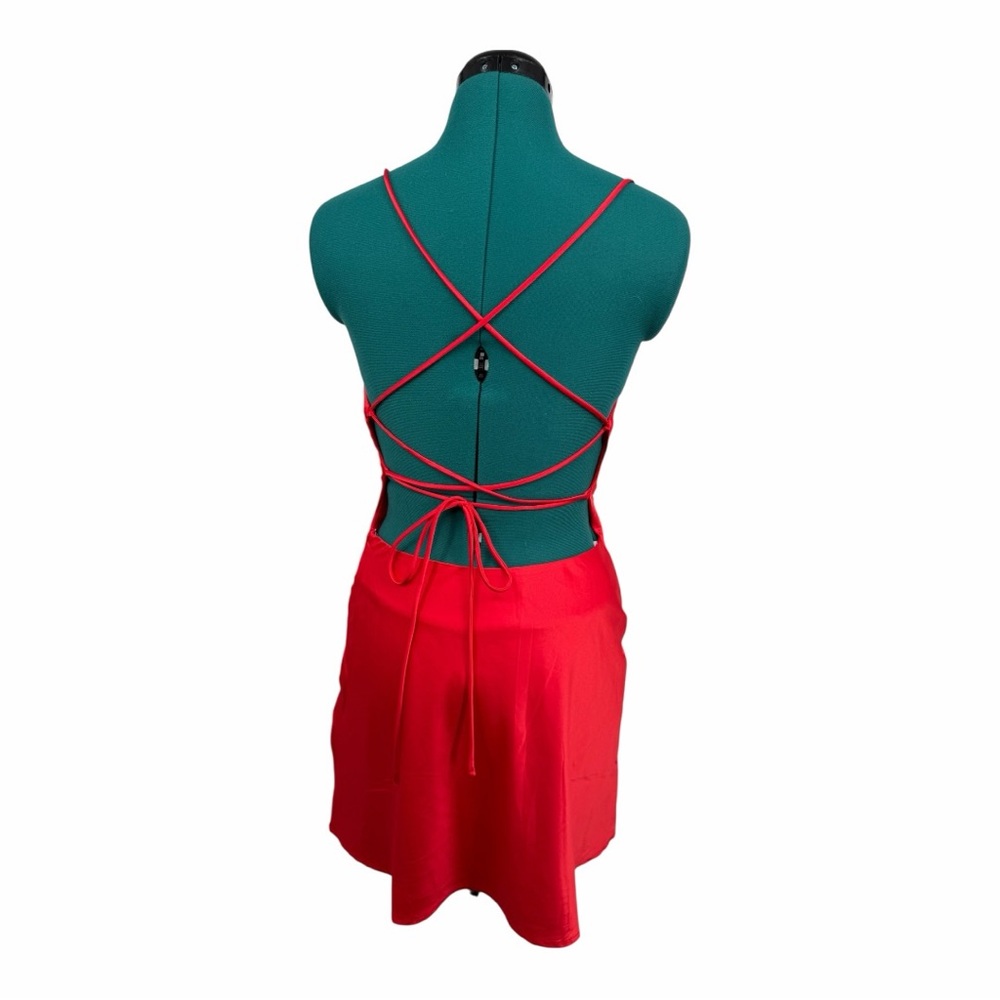 Princess Polly Red Satin Mini Dress Sweetheart Spaghetti Strap Party Dress - Picture 5 of 10